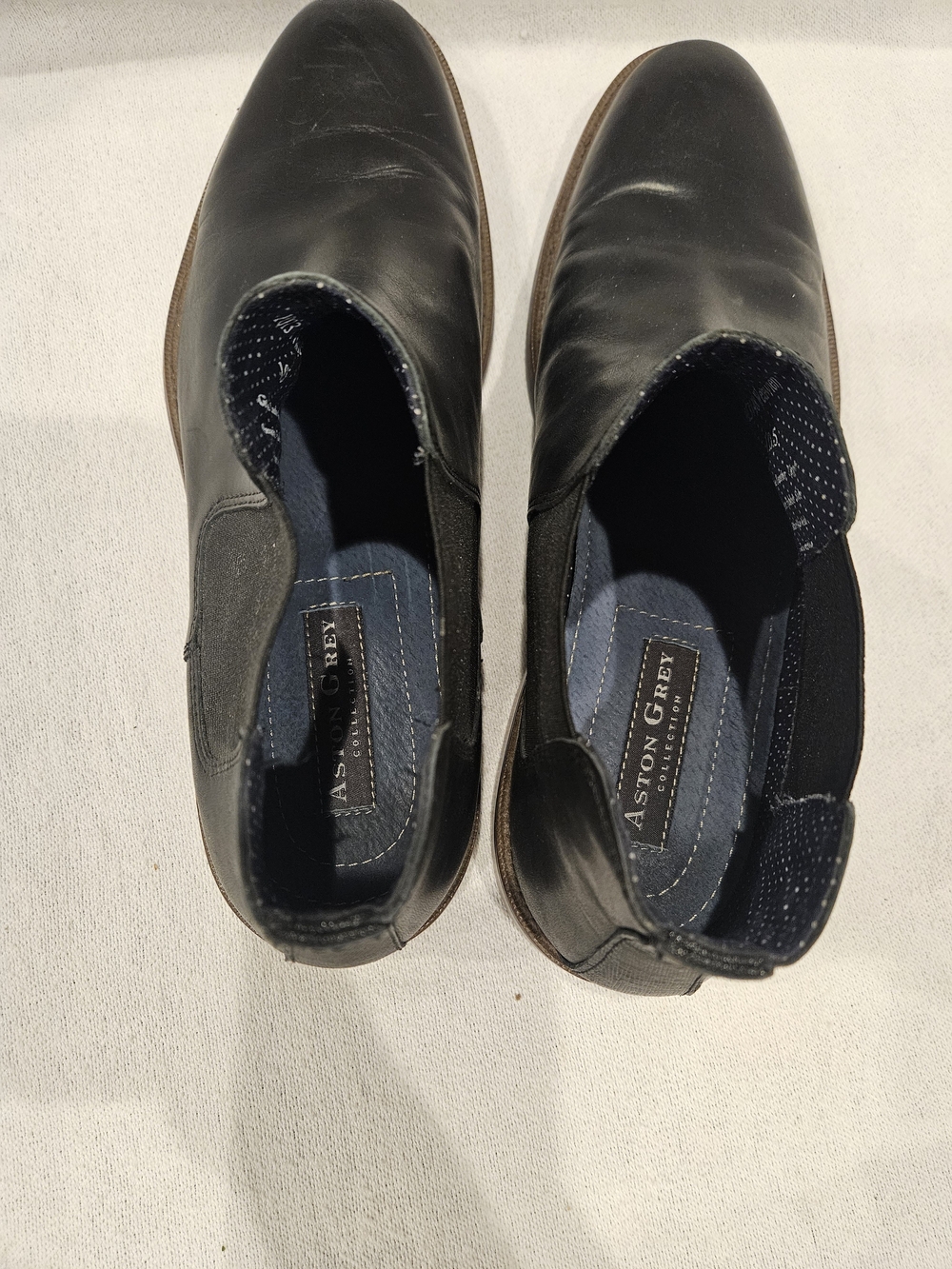 Aston Grey Men’s Black Leather Chelsea Boots 10.5 - Picture 6 of 9